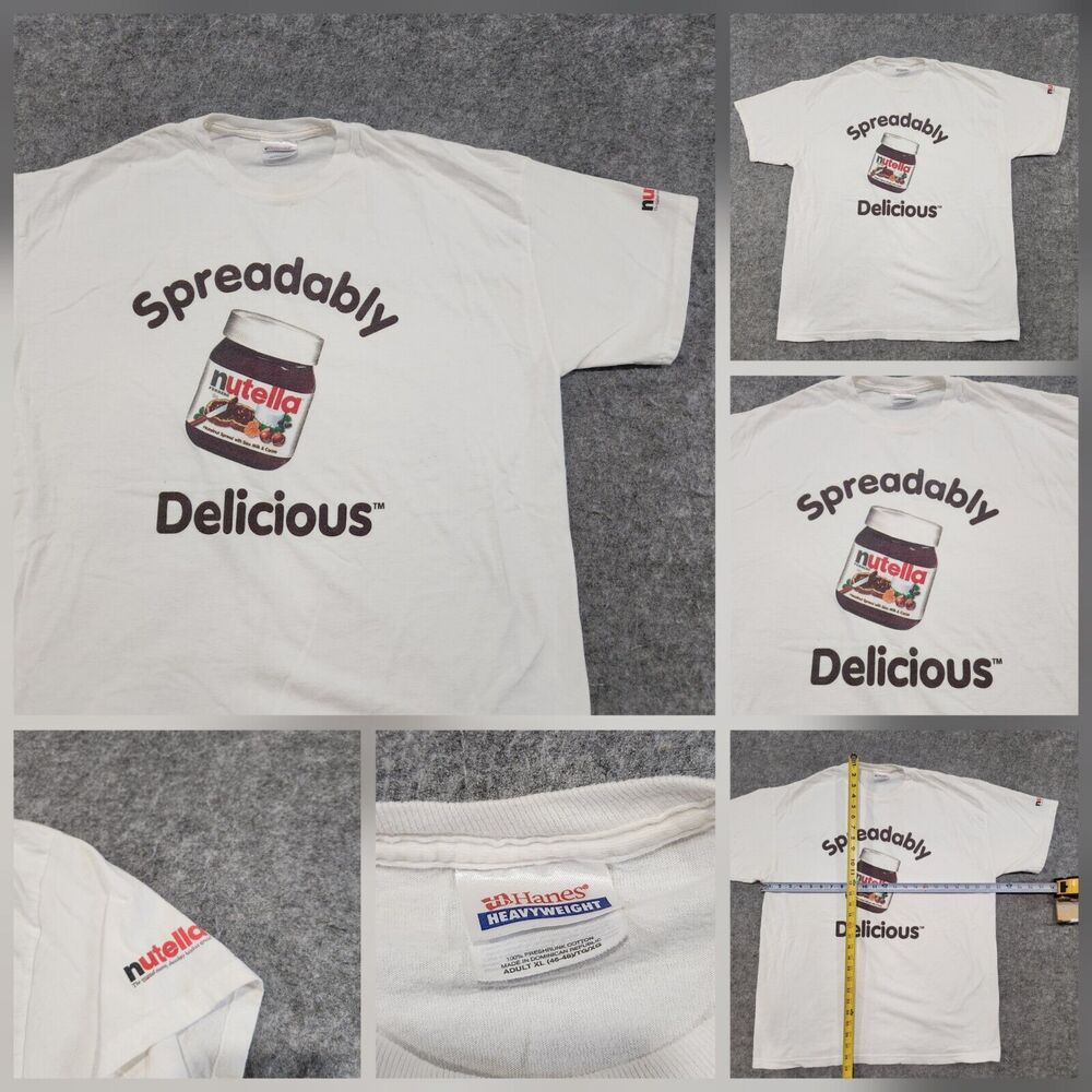 VTG 90s Y2K Nutella Mens Size XL Food Promo Graphic‎ T Shirt Hanes 2000s 1990s